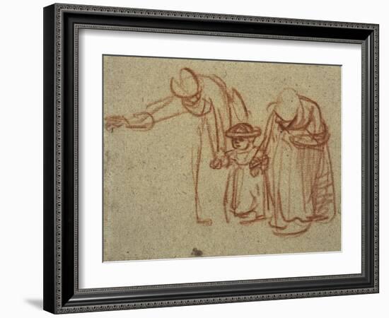 A Child Being Taught to Walk-Rembrandt van Rijn-Framed Art Print