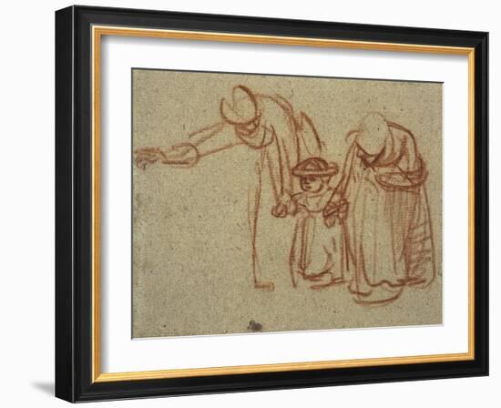 A Child Being Taught to Walk-Rembrandt van Rijn-Framed Art Print