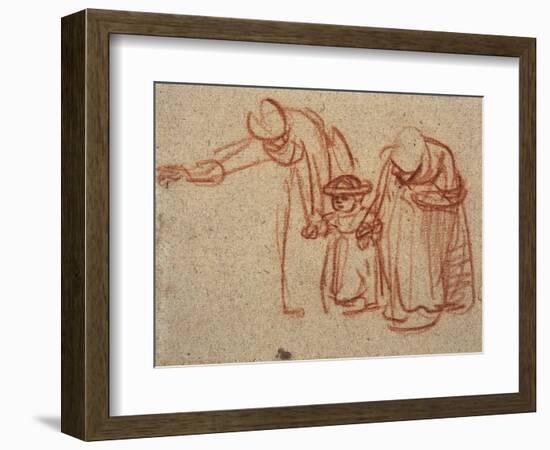 A Child Being Taught to Walk-Rembrandt van Rijn-Framed Art Print