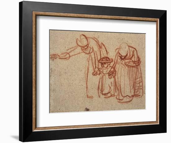 A Child Being Taught to Walk-Rembrandt van Rijn-Framed Art Print