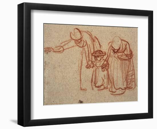 A Child Being Taught to Walk-Rembrandt van Rijn-Framed Art Print