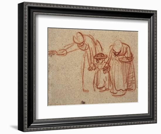 A Child Being Taught to Walk-Rembrandt van Rijn-Framed Art Print