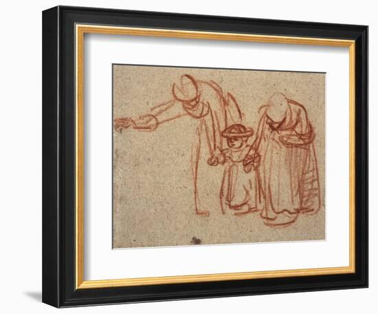 A Child Being Taught to Walk-Rembrandt van Rijn-Framed Art Print