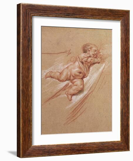 A Child chalk on paper-Jean Baptiste Greuze-Framed Giclee Print