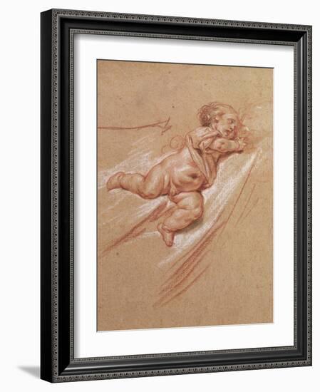 A Child chalk on paper-Jean Baptiste Greuze-Framed Giclee Print