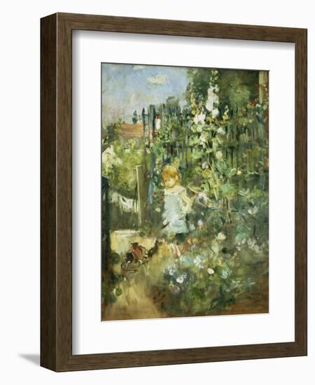 A Child in the Hollyhocks, 1881-Camille Pissarro-Framed Giclee Print