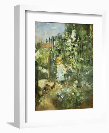 A Child in the Hollyhocks, 1881-Camille Pissarro-Framed Giclee Print