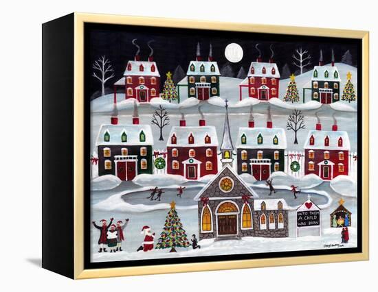 A Child is Born Christmas Skating Village-Cheryl Bartley-Framed Premier Image Canvas