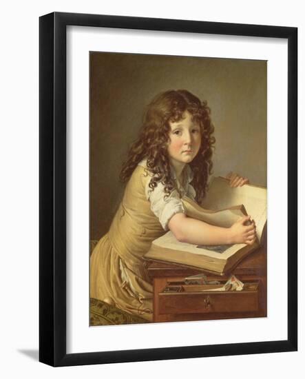 A Child Looking at Pictures in a Book-Anne Louis Girodet de Roucy-Trioson-Framed Giclee Print