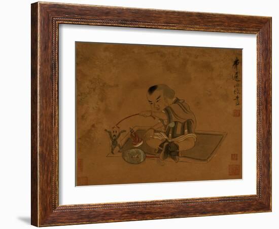 A Child Playing with Marionettes-Chen Hongshou-Framed Giclee Print