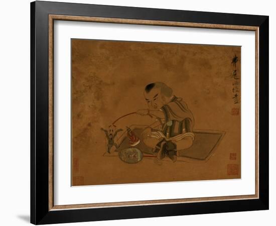 A Child Playing with Marionettes-Chen Hongshou-Framed Giclee Print