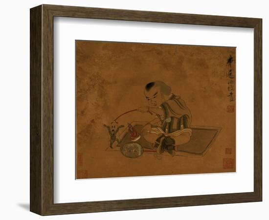 A Child Playing with Marionettes-Chen Hongshou-Framed Giclee Print