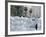 A Child Plays Among the Snowmen Made at the Arbat-null-Framed Photographic Print