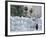 A Child Plays Among the Snowmen Made at the Arbat-null-Framed Photographic Print