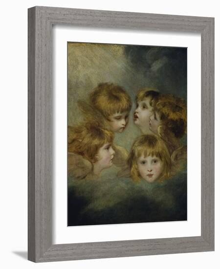 A Child's Portrait in Different Views: 'Angel's Heads'-Sir Joshua Reynolds-Framed Giclee Print