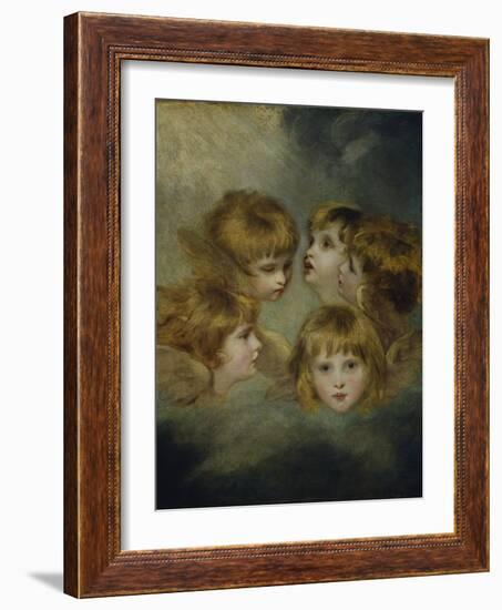 A Child's Portrait in Different Views: 'Angel's Heads'-Sir Joshua Reynolds-Framed Giclee Print