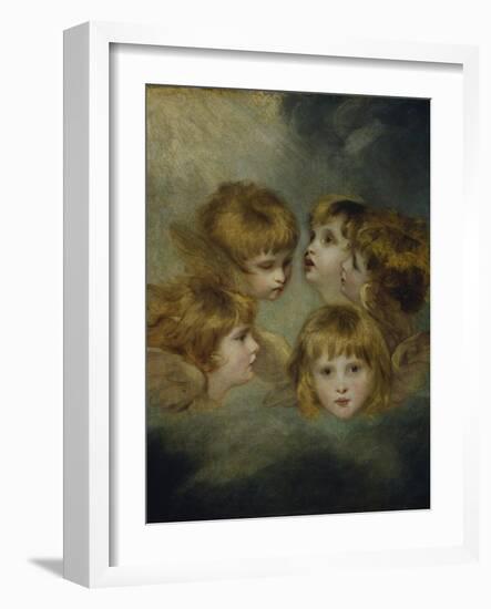 A Child's Portrait in Different Views: 'Angel's Heads'-Sir Joshua Reynolds-Framed Giclee Print