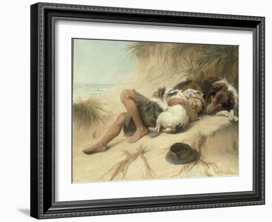 A Child Sleeping in the Sand Dunes with a Collie, 1905-Margaret Collyer-Framed Giclee Print