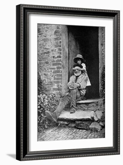 A Child with Her Grandfather, England, C1922-AW Cutler-Framed Giclee Print