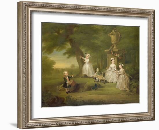 A Children's Tea Party, 1730 (Oil on Canvas)-William Hogarth-Framed Giclee Print