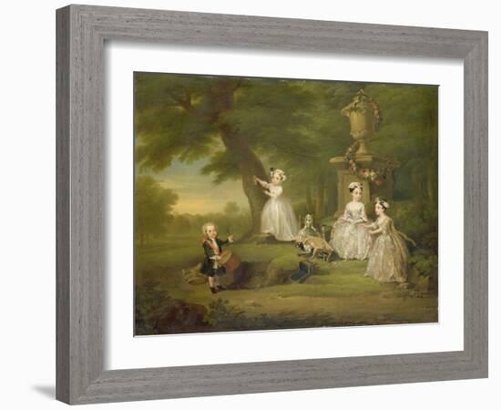 A Children's Tea Party, 1730 (Oil on Canvas)-William Hogarth-Framed Giclee Print