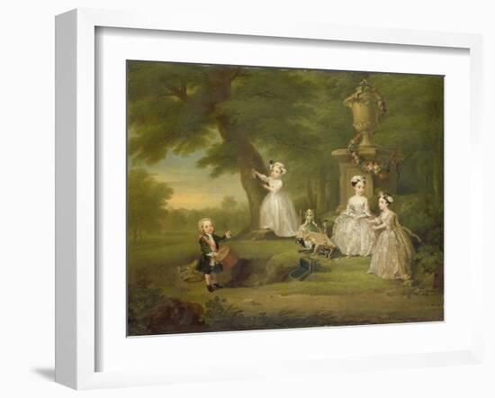 A Children's Tea Party, 1730 (Oil on Canvas)-William Hogarth-Framed Giclee Print