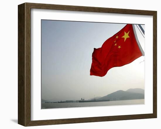 A Chinese Flag Flutters-null-Framed Photographic Print