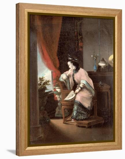 A Chinese Girl Seated Looking Out of the Window-Lam Qua-Framed Premier Image Canvas