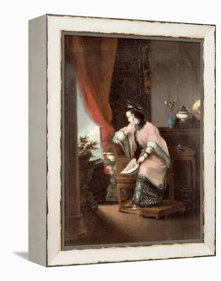 A Chinese Girl Seated Looking Out of the Window-Lam Qua-Framed Premier Image Canvas