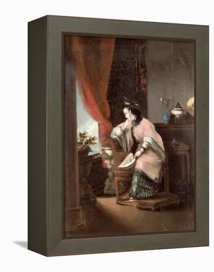 A Chinese Girl Seated Looking Out of the Window-Lam Qua-Framed Premier Image Canvas