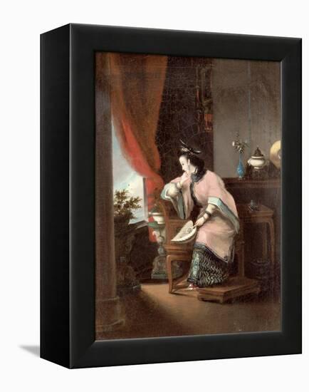 A Chinese Girl Seated Looking Out of the Window-Lam Qua-Framed Premier Image Canvas
