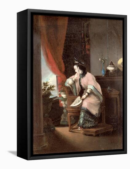 A Chinese Girl Seated Looking Out of the Window-Lam Qua-Framed Premier Image Canvas