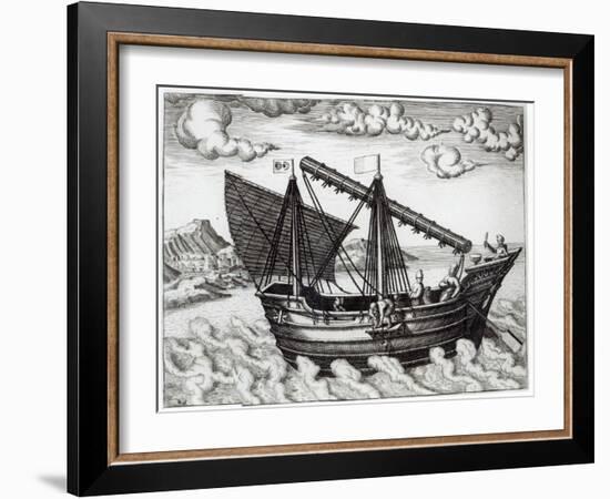 A Chinese Junk, illustration from 'His Discourse of Voyages into the East and West Indies'-Johannes Baptista van Doetechum-Framed Giclee Print