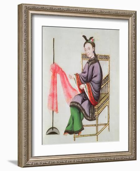 A Chinese Woman Making a Fishing Net, Qianlong Period (1736-96)-Leonetto Cappiello-Framed Giclee Print