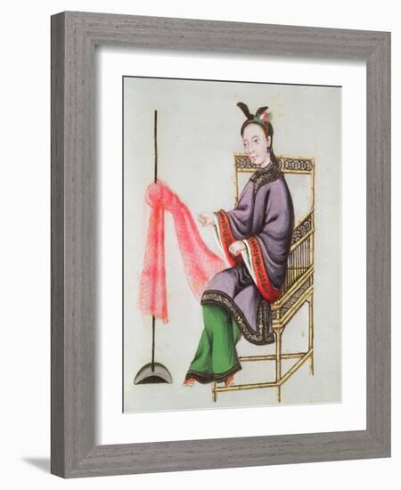 A Chinese Woman Making a Fishing Net, Qianlong Period (1736-96)-Leonetto Cappiello-Framed Giclee Print