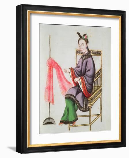 A Chinese Woman Making a Fishing Net, Qianlong Period (1736-96)-Leonetto Cappiello-Framed Giclee Print