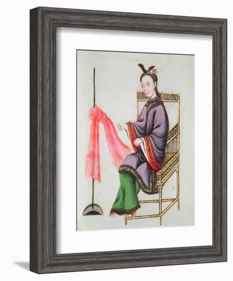 A Chinese Woman Making a Fishing Net, Qianlong Period (1736-96)-Leonetto Cappiello-Framed Giclee Print