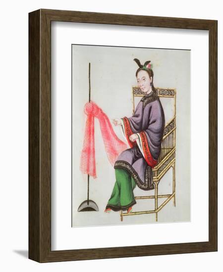 A Chinese Woman Making a Fishing Net, Qianlong Period (1736-96)-Leonetto Cappiello-Framed Giclee Print