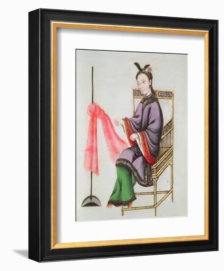 A Chinese Woman Making a Fishing Net, Qianlong Period (1736-96)-Leonetto Cappiello-Framed Giclee Print