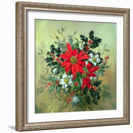 A Christmas Arrangement with Holly, Mistletoe and Other Winter Flowers-Albert Williams-Framed Giclee Print