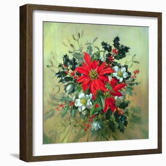 A Christmas Arrangement with Holly, Mistletoe and Other Winter Flowers-Albert Williams-Framed Giclee Print