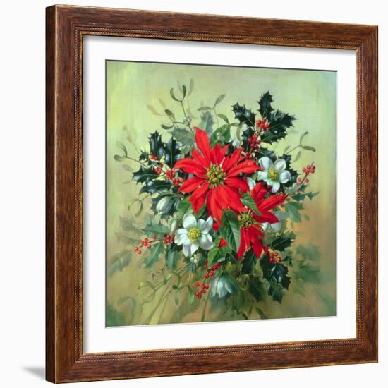 A Christmas Arrangement with Holly, Mistletoe and Other Winter Flowers-Albert Williams-Framed Giclee Print