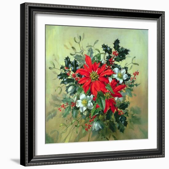 A Christmas Arrangement with Holly, Mistletoe and Other Winter Flowers-Albert Williams-Framed Giclee Print