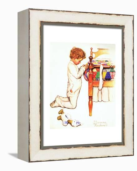 A Christmas Prayer-Norman Rockwell-Framed Premier Image Canvas