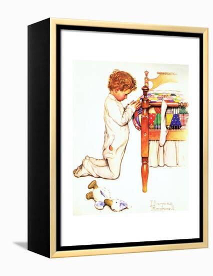 A Christmas Prayer-Norman Rockwell-Framed Premier Image Canvas