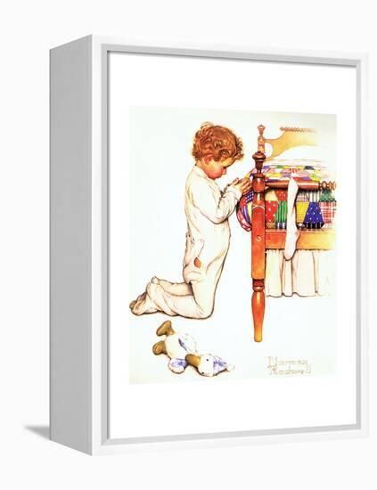 A Christmas Prayer-Norman Rockwell-Framed Premier Image Canvas