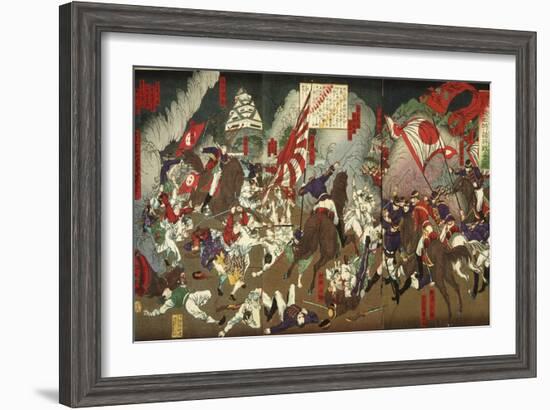 A Chronicle of the Subjugation of Kagoshima: Battle around Kumamoto Castle, 1877-Tsukioka Yoshitoshi-Framed Giclee Print