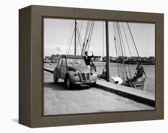 A Citroën 2CV on the Quay at a Harbour, C1957-null-Framed Premier Image Canvas