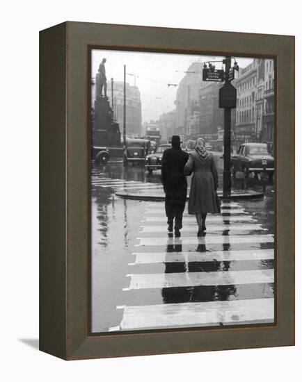 A City Street on a Rainy Day : the Location Is Manchester-Henry Grant-Framed Premier Image Canvas