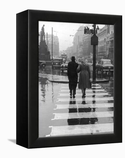 A City Street on a Rainy Day : the Location Is Manchester-Henry Grant-Framed Premier Image Canvas